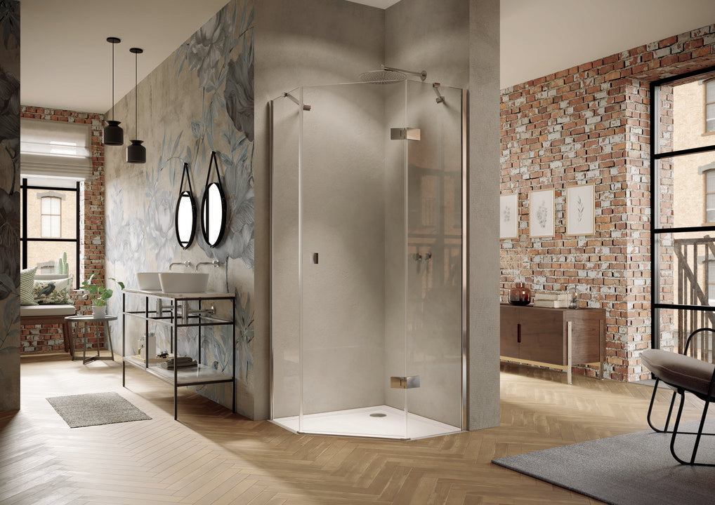 Solva s nástěnnou lištou 5-úhelník 1-křídlové dveře s pevnými segmenty S250