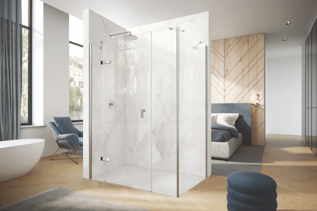 Astra Swing door with fixed segment and additional section in recess and for side panel PX03