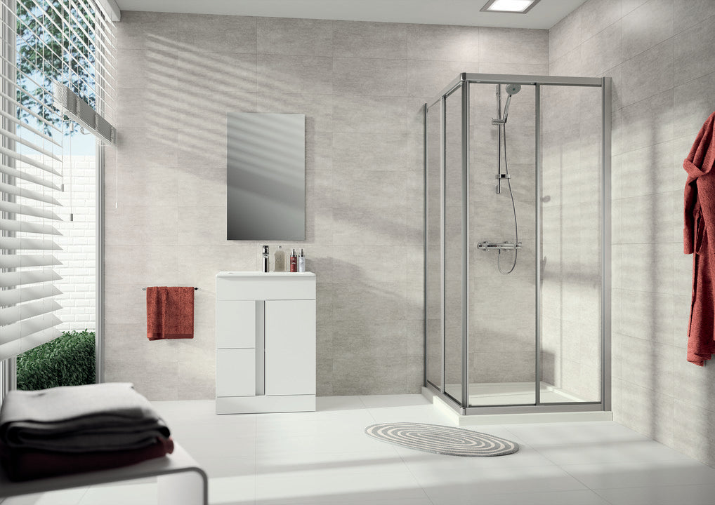 Alpha 2 fully framed Sliding door, 2-section corner entry A220