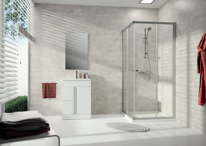 Alpha 2 partially framed Sliding door, 2-section corner entry A201