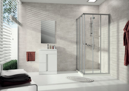 Alpha 2 partially framed Sliding door, 3-section corner entry (1/2) A212