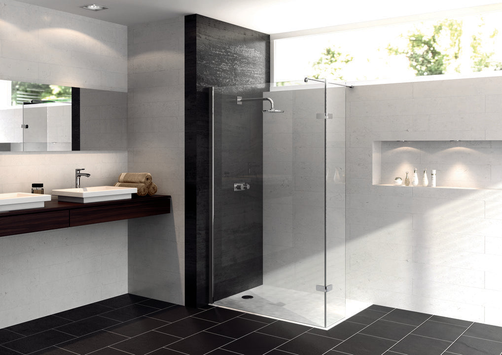Enjoy pure partially framed Walk-In Side panel with movable segment 4T13