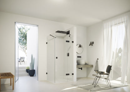 Solva frameless Swing door with fixed segment and side panel S109