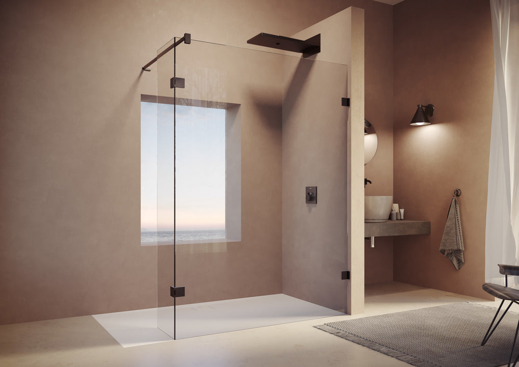 SolvaPro bezrámová Walk-In Boční stěna s výklopným segmentem 7R36