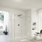 SolvaPro frameless Swing door with fixed segment, with additional section and side panel 7R16