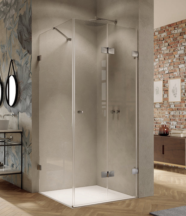Solva frameless Folding swing door with side panel S145