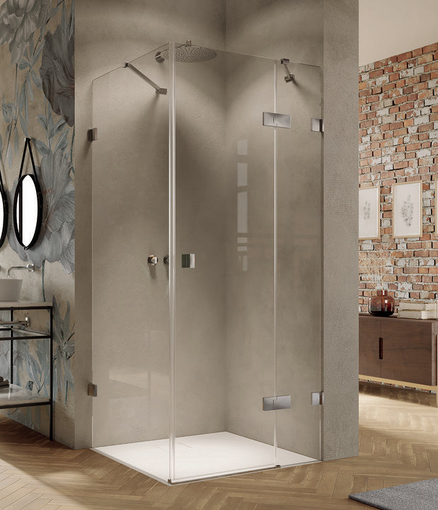 SolvaPro frameless Swing door with fixed segment and side panel 7R09