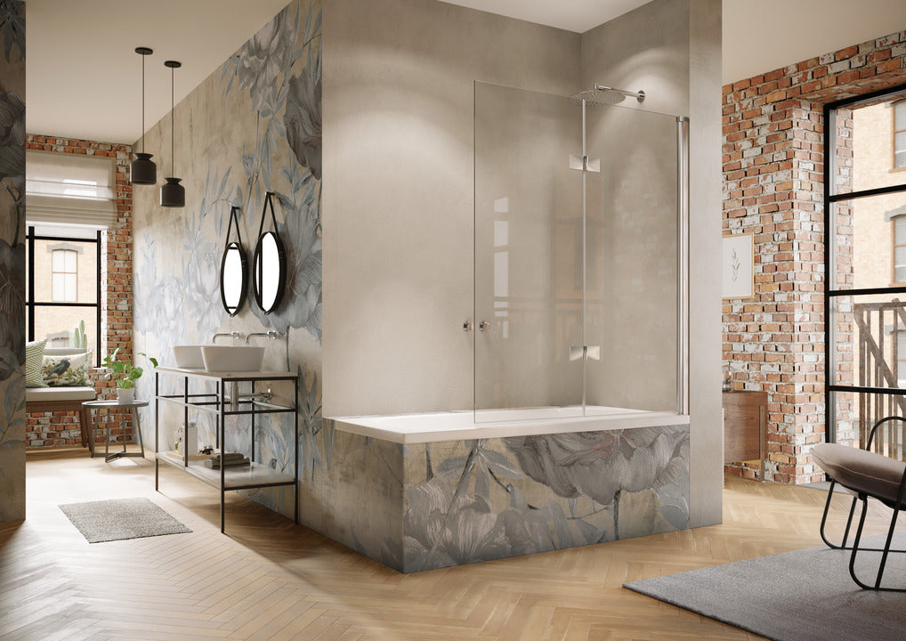 Solva partially framed Bath screen Folding swing door S264
