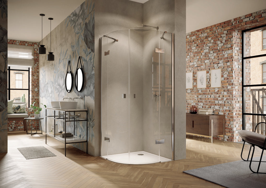 Solva partially framed Quadrant Swing door with fixed segments, 2-panels S240