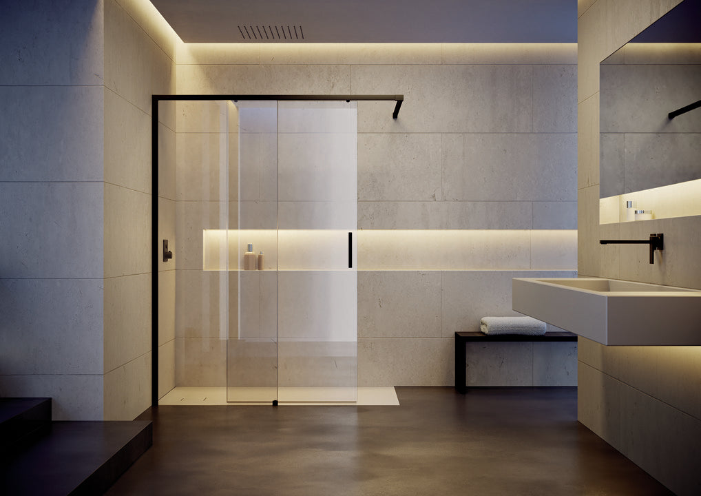 Vita pure s nástěnnou lištou Walk-In Posuvné dveře 1-dílné s pevným segmentem VA00