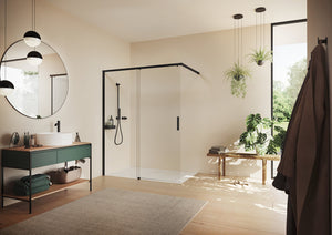 Vita pure partially framed Walk-In sliding door, 1-panel with fixed segment VA00
