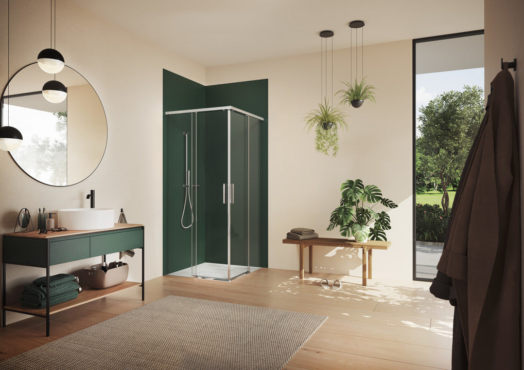 Vita pure frameless Sliding door, 2-section, corner entry (1/2) VA01