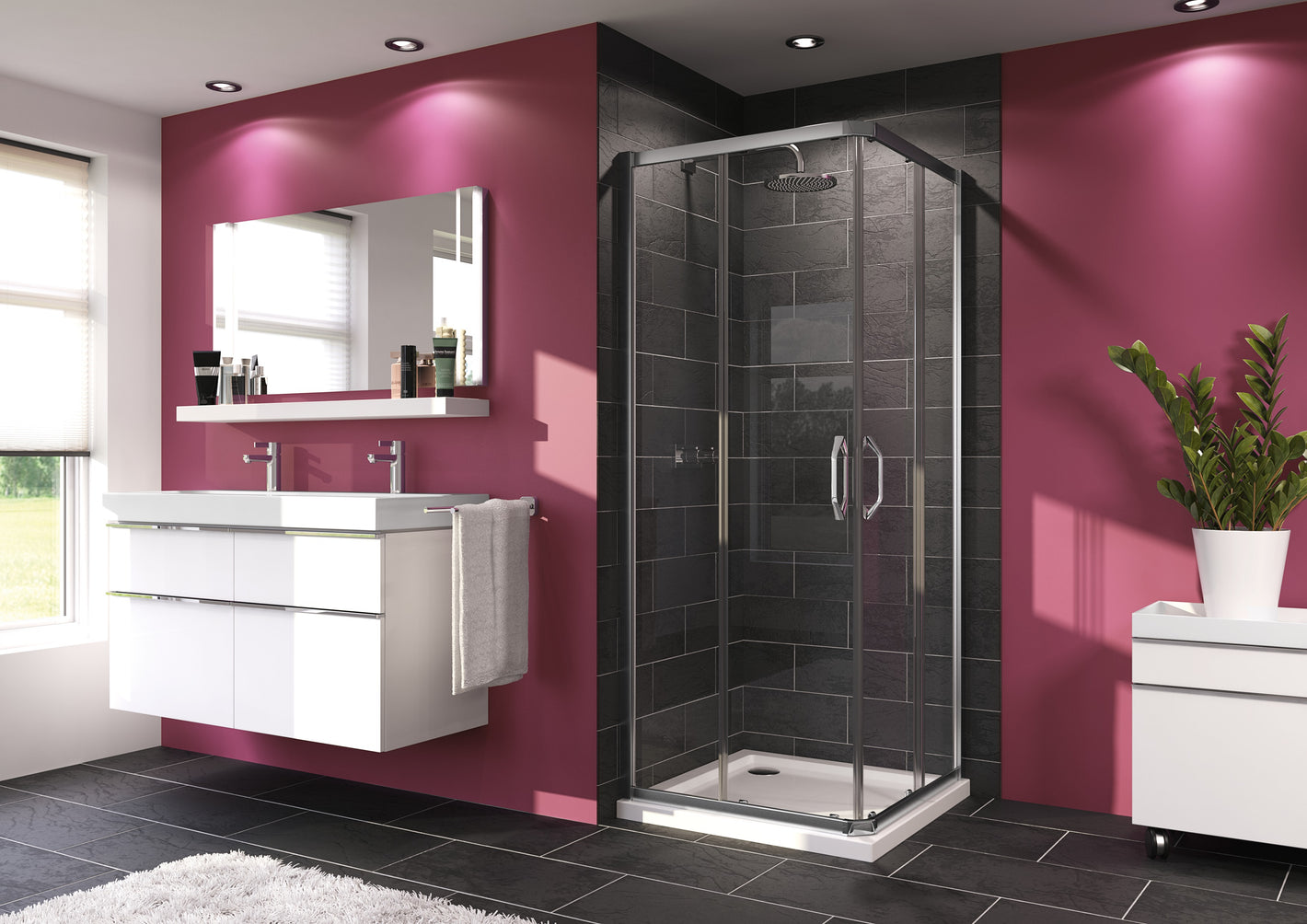 Ena 2.0 Sliding door, 2-section corner entry 1401